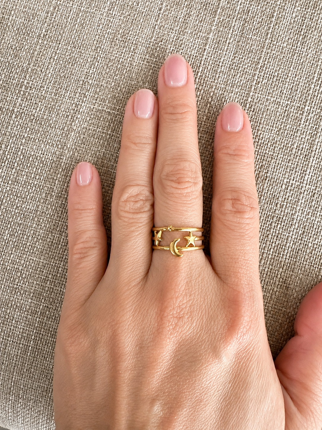 Celeste Adjustable Moon & Stars Ring