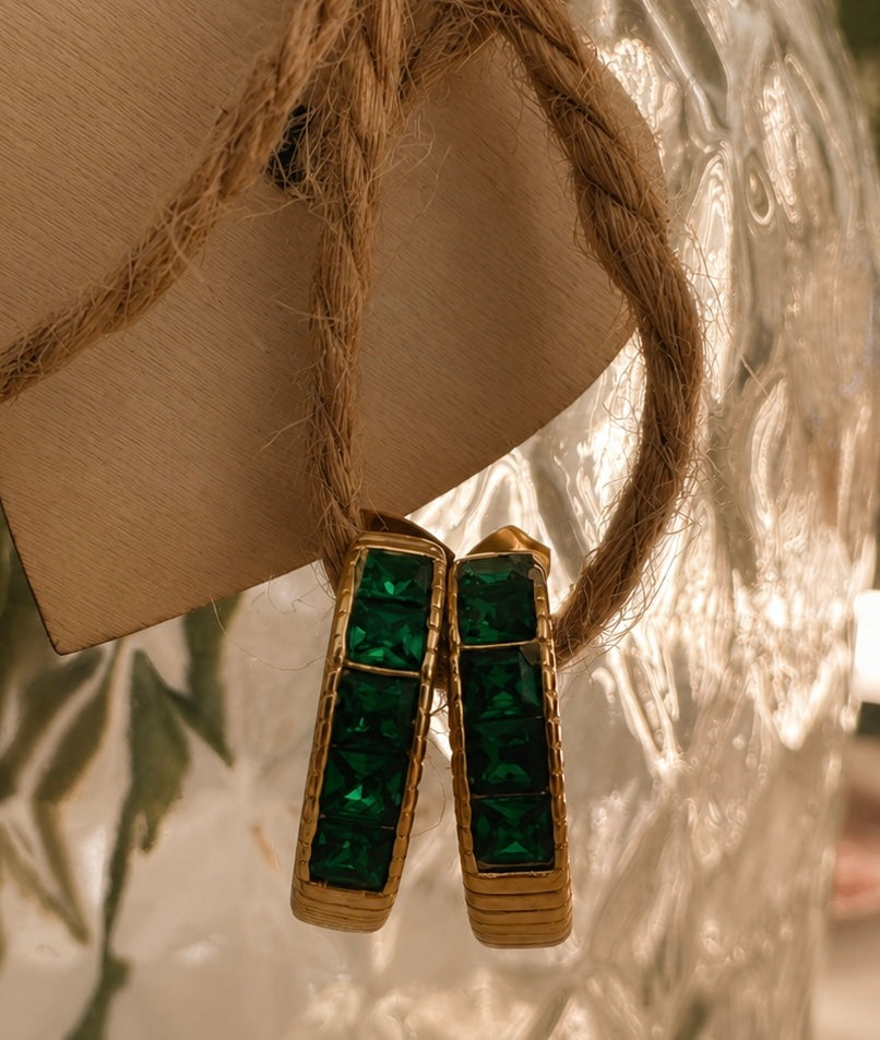 Emerald Green Hoop Earrings