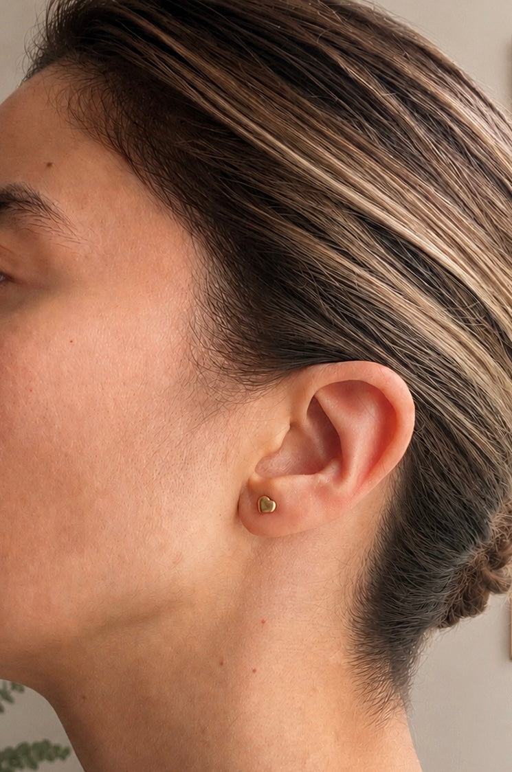 Golden Heart Stud Earrings