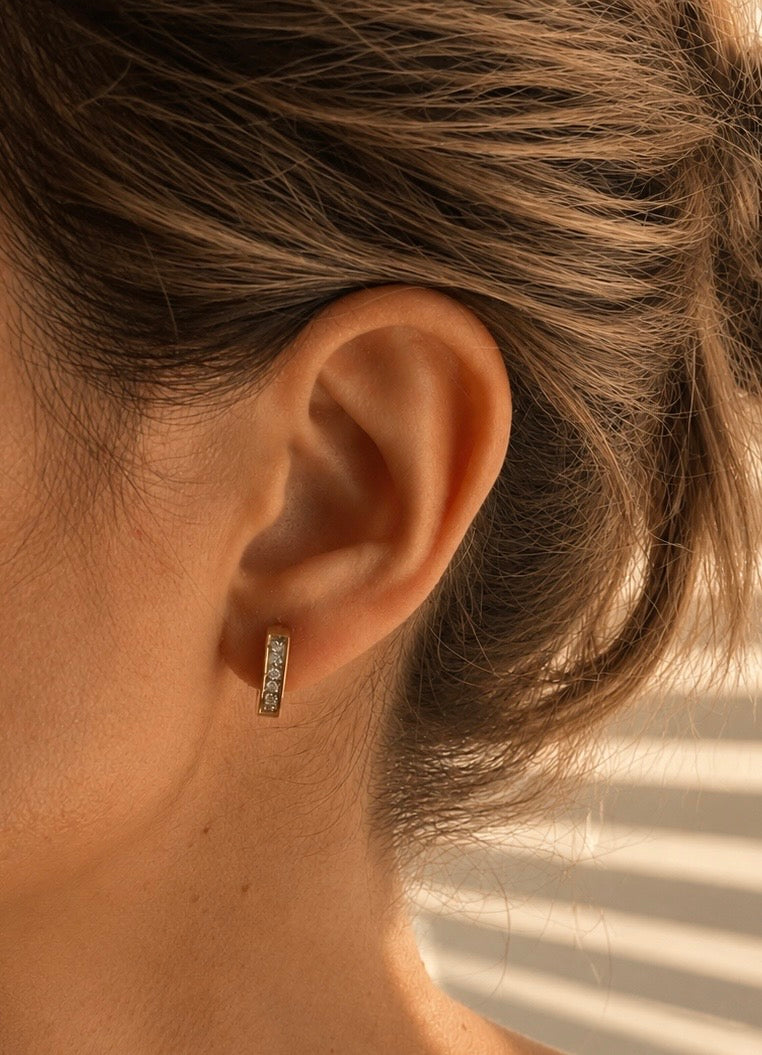 Crystal Huggie Hoop Earrings