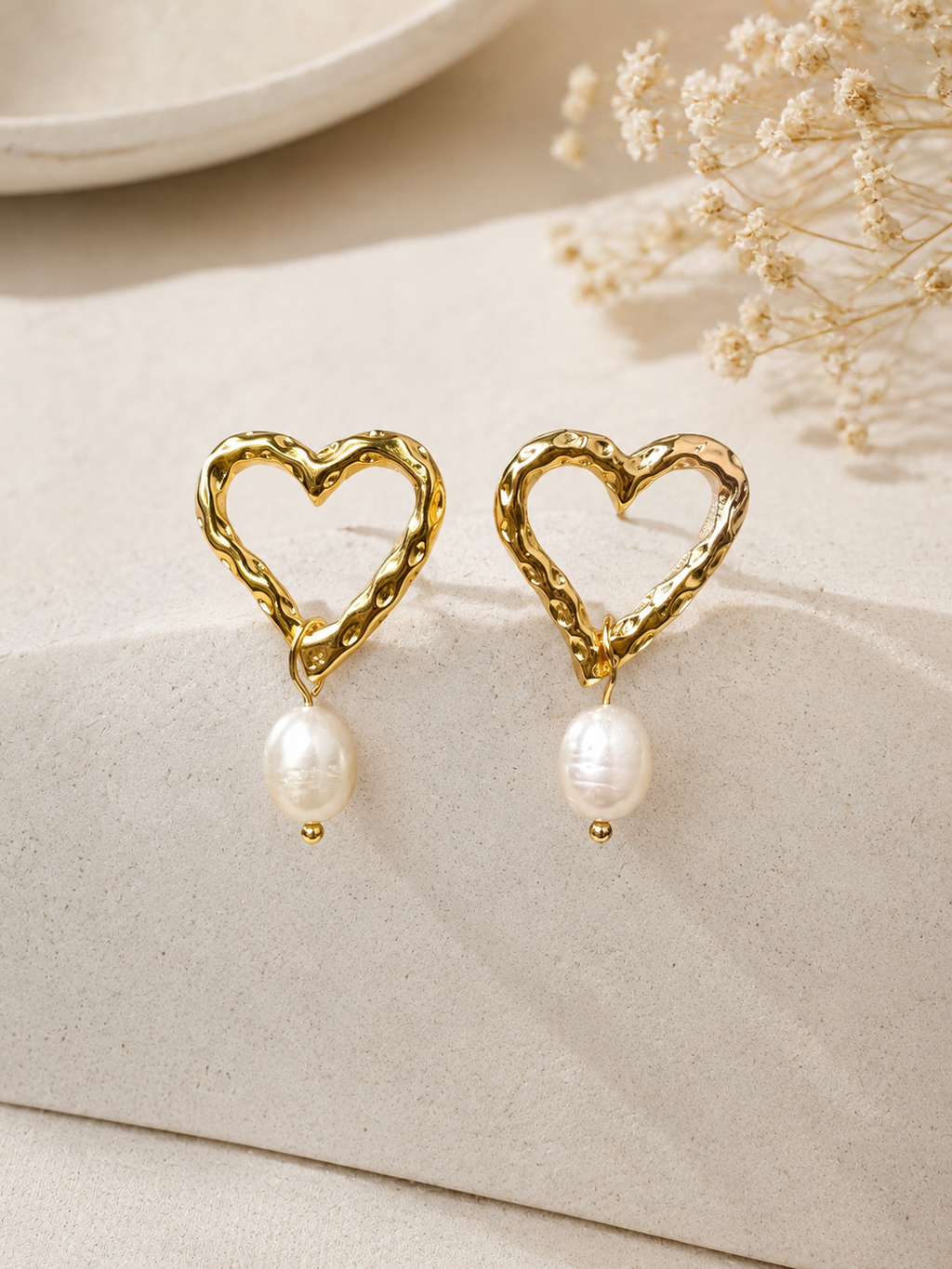 Heart Pearl Earrings