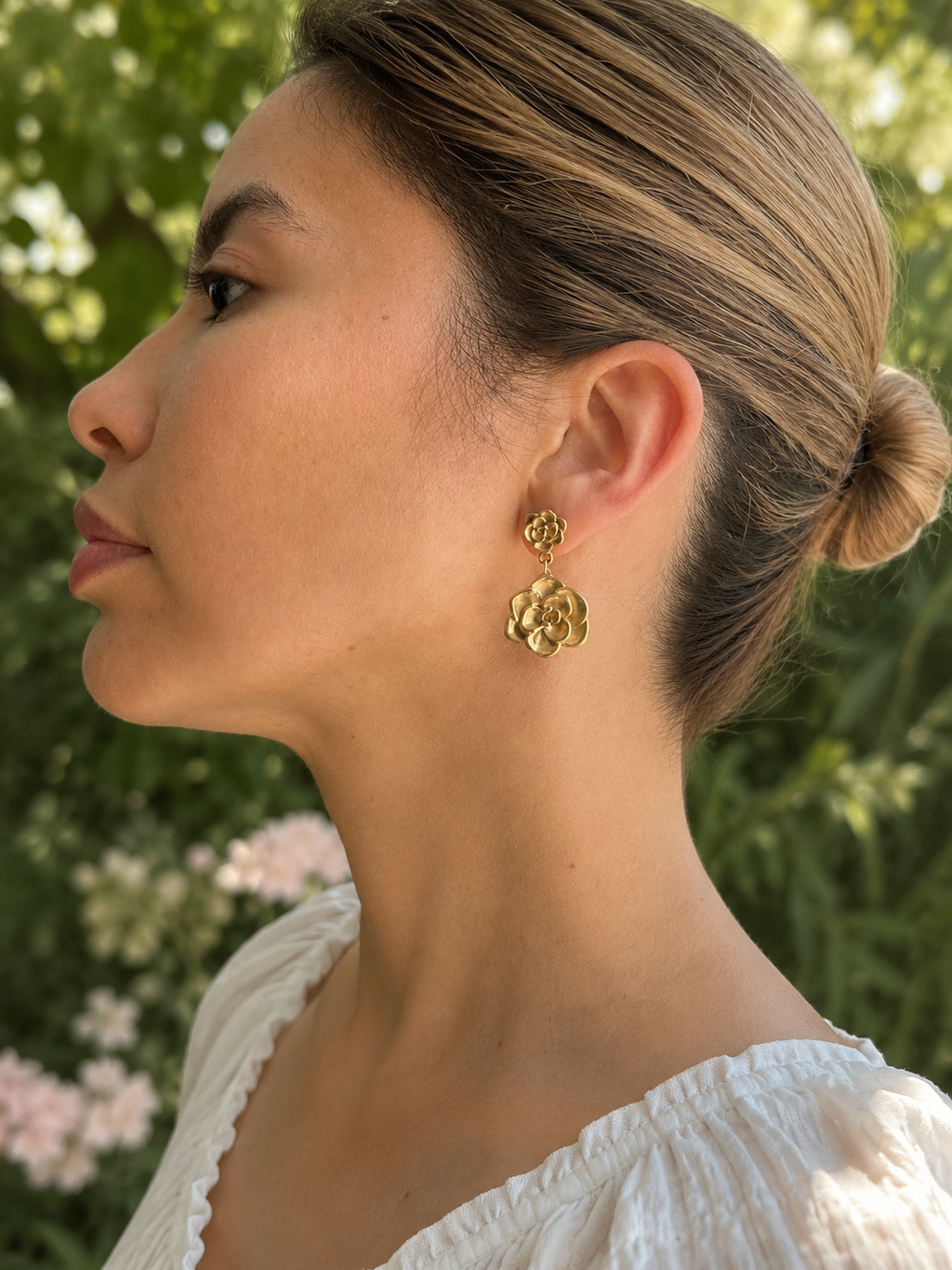 Golden Bloom Floral Earrings