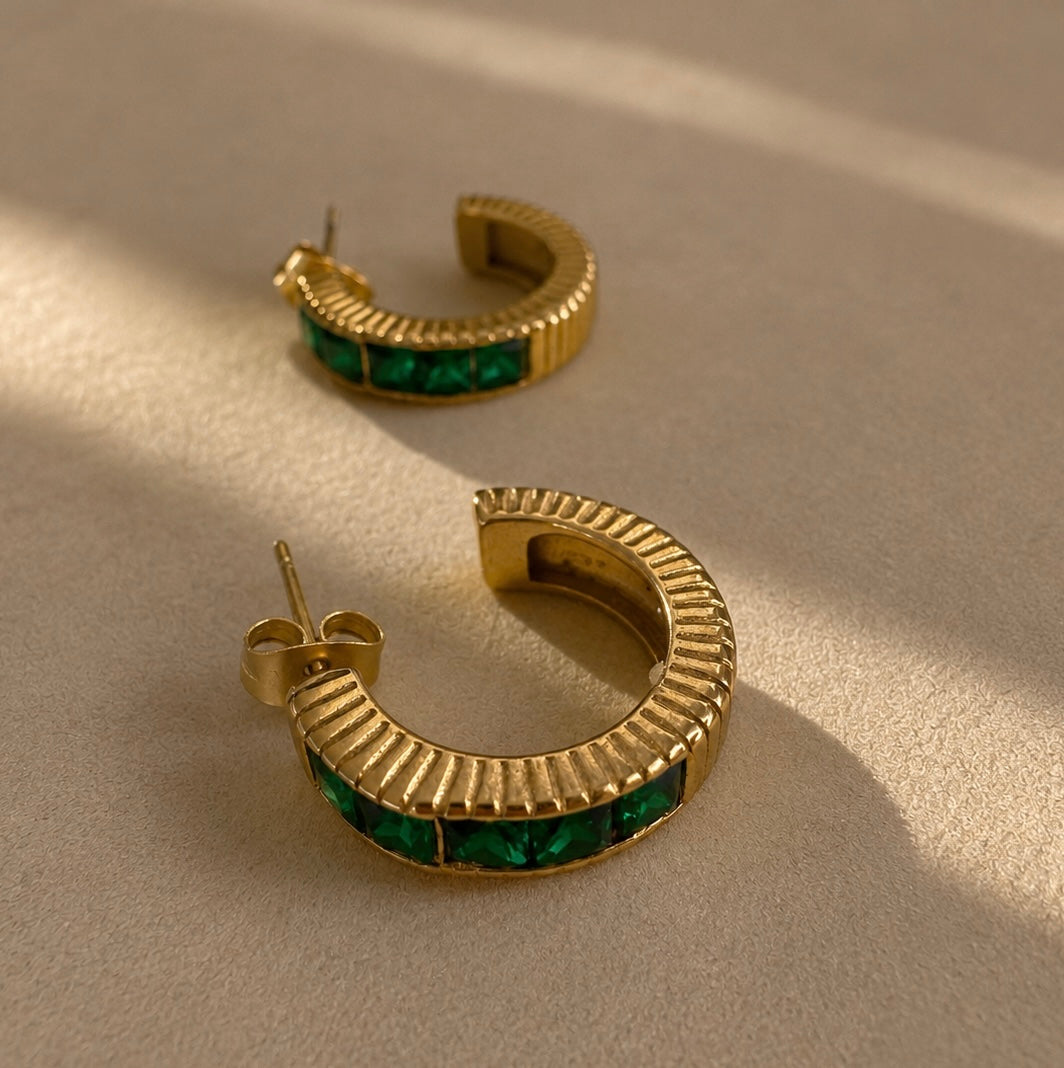 Emerald Green Hoop Earrings
