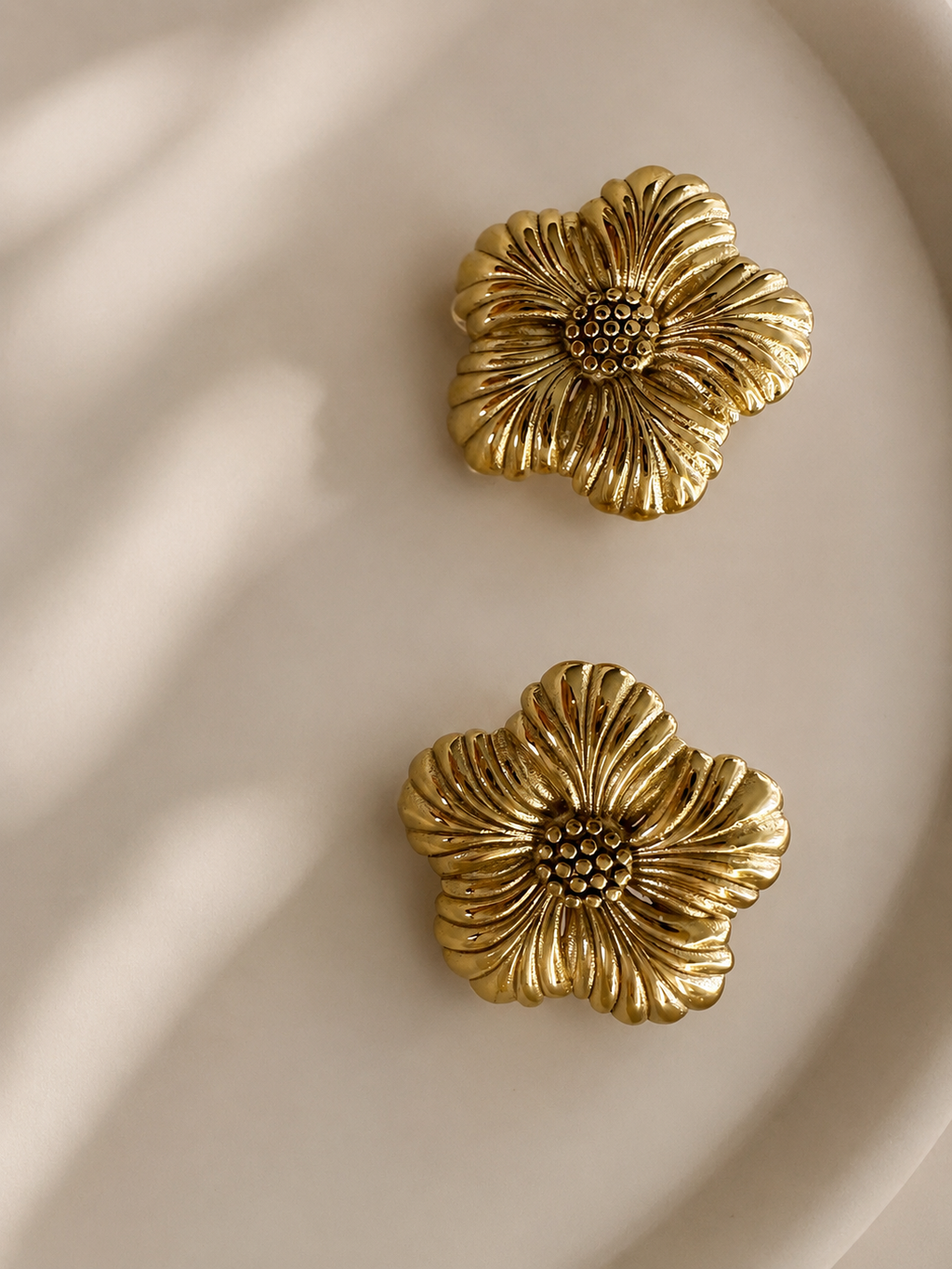 Golden Bloom Flower Stud Earrings