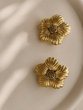 Golden Bloom Flower Stud Earrings