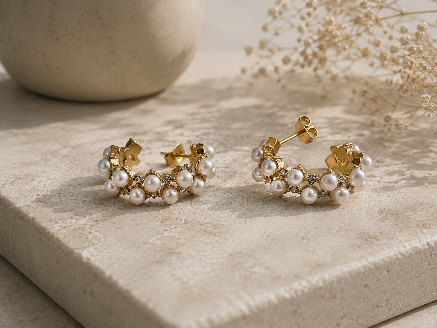 Pearl Bloom Hoop Earrings