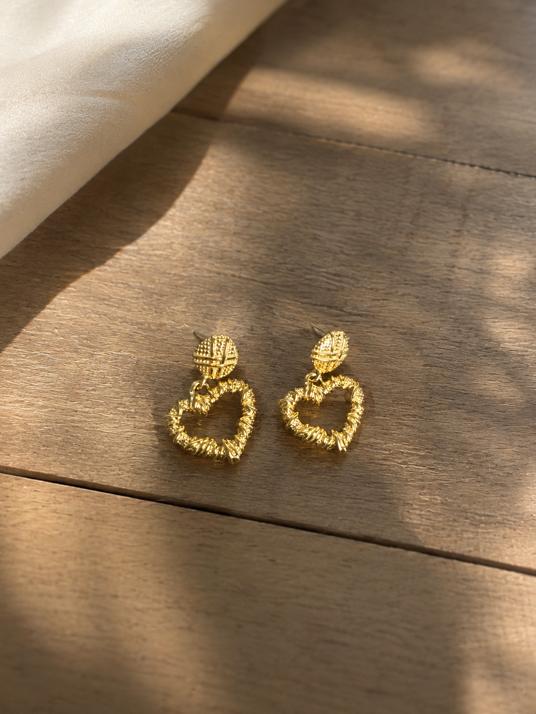 Golden Heart Drop Earrings