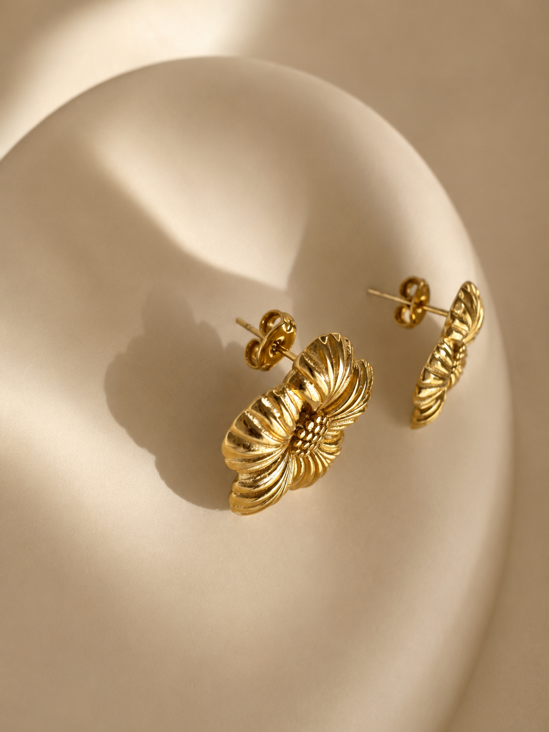 Golden Bloom Flower Stud Earrings
