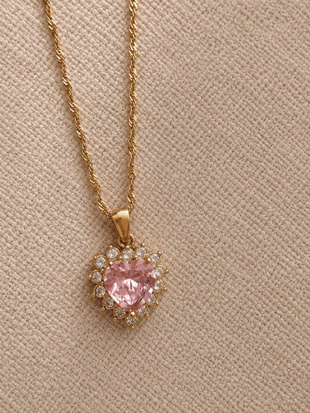 Pink Heart Crystal Necklace