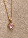Pink Heart Crystal Necklace