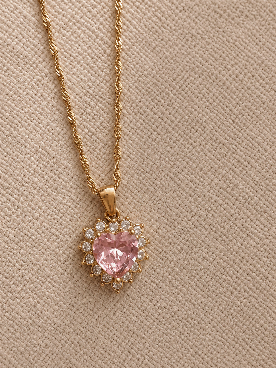 Pink Heart Crystal Necklace