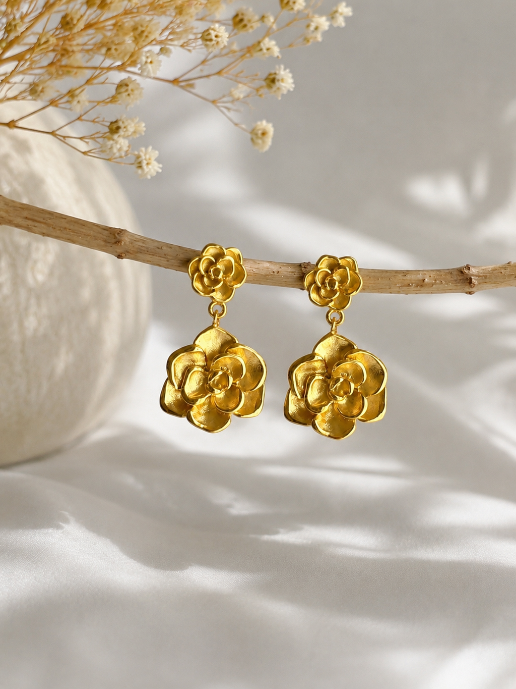 Golden Bloom Floral Earrings