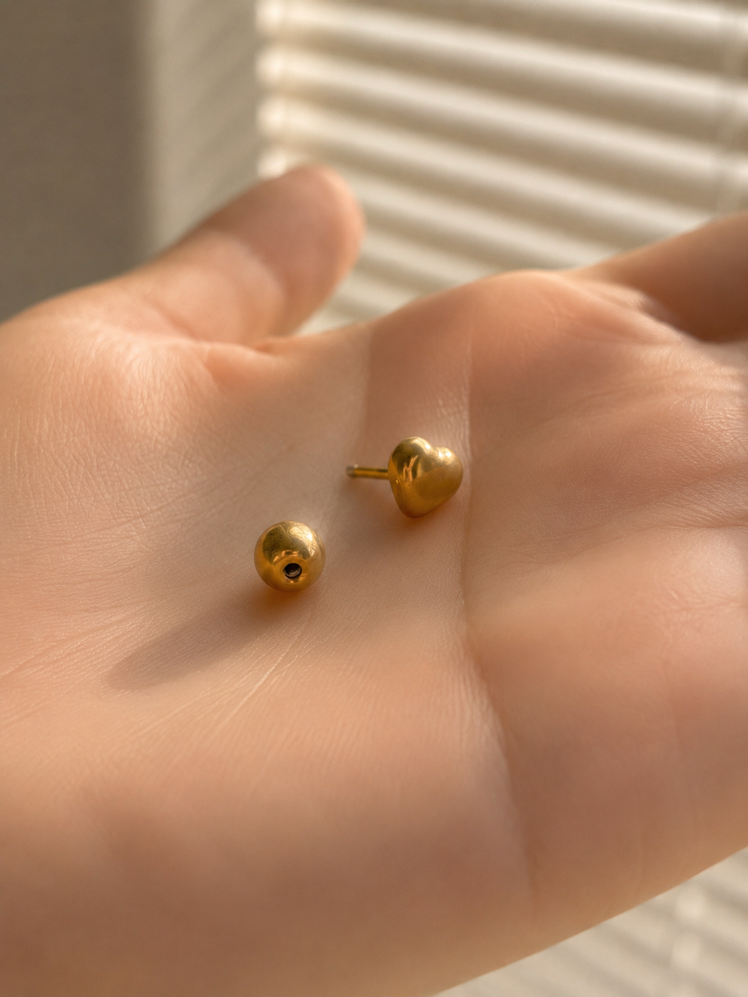 Golden Heart Stud Earrings