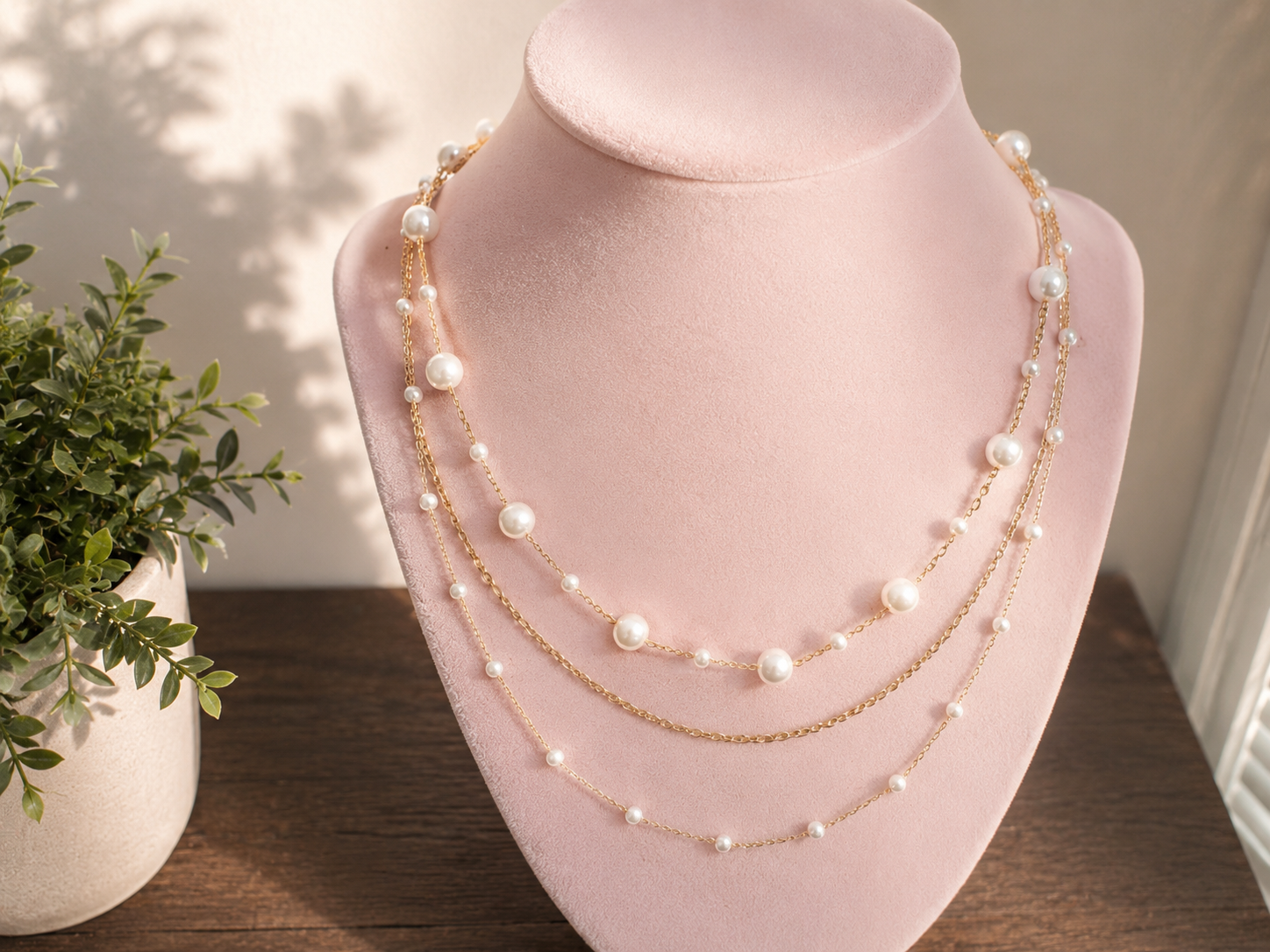 Pearl Cascade Layered Necklace