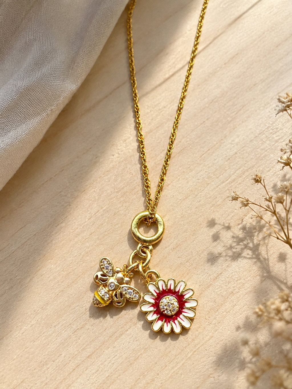 Bee & Daisy Charm Necklace