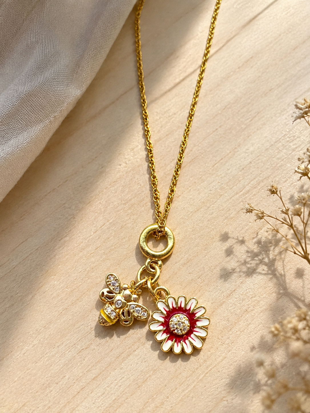 Bee & Daisy Charm Necklace