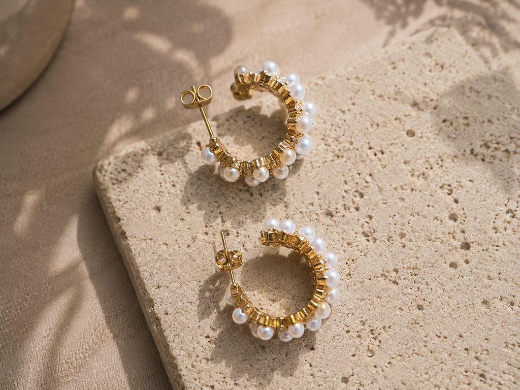 Pearl Bloom Hoop Earrings