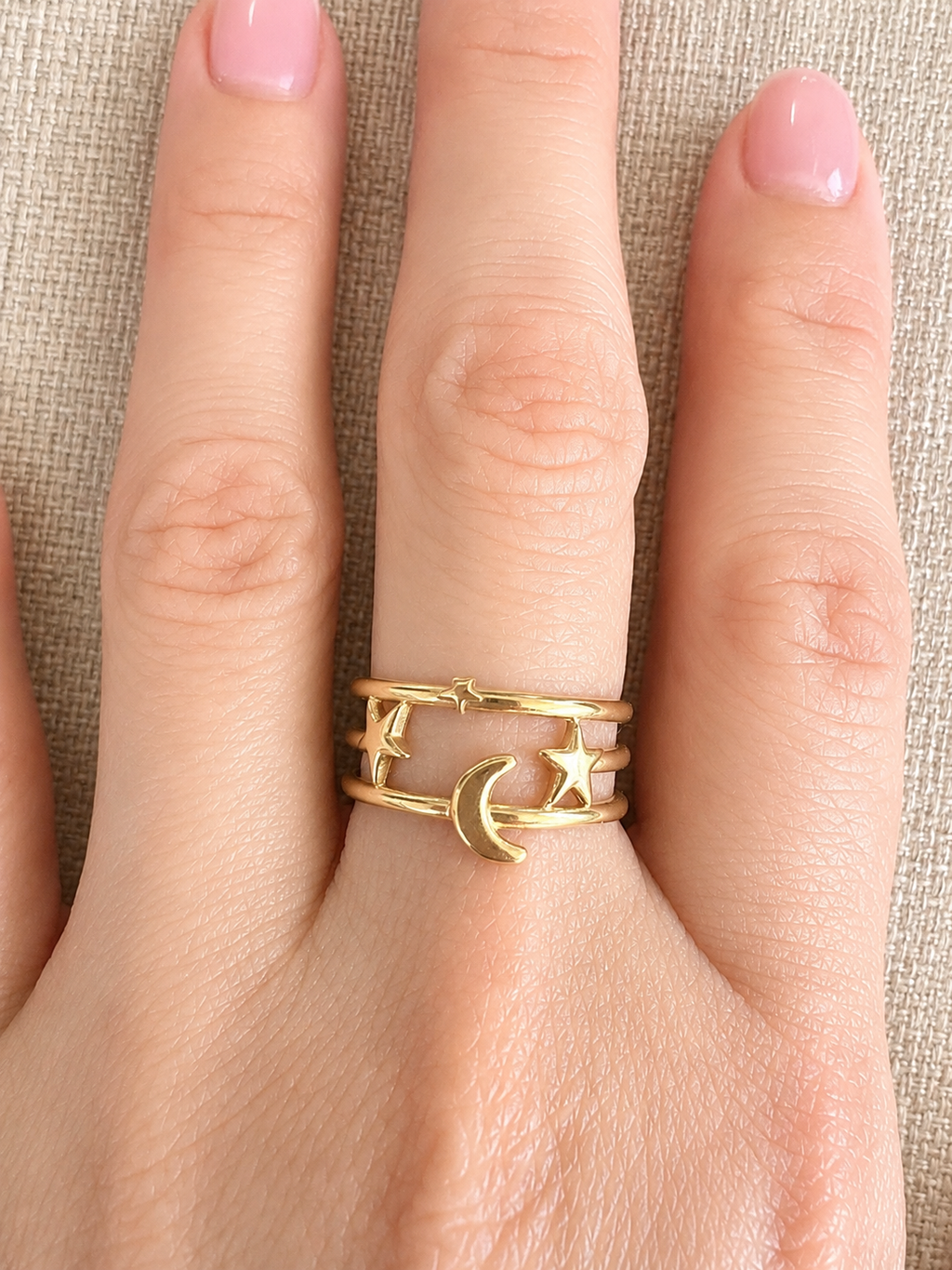 Celeste Adjustable Moon & Stars Ring