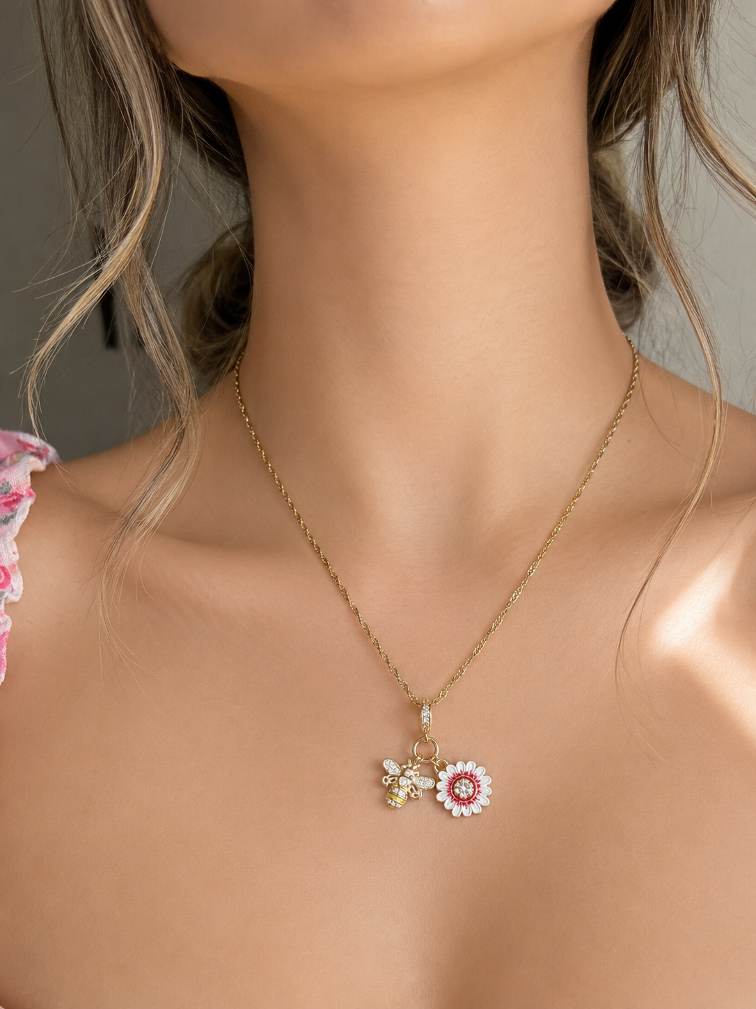 Bee & Daisy Charm Necklace