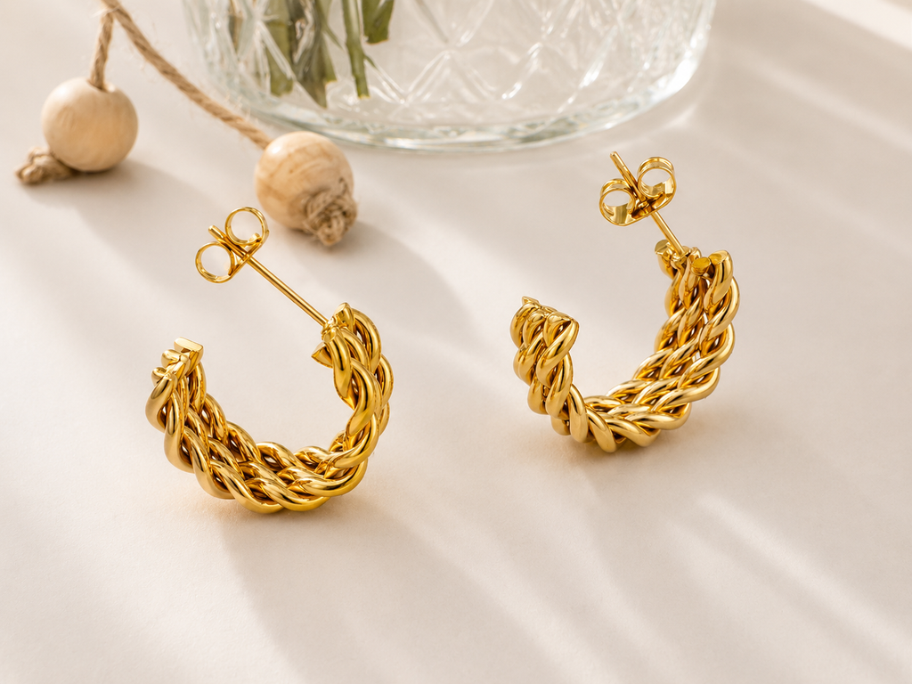 Aurelia Braided Gold Hoops
