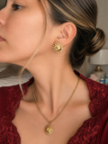 Celestial Sun Jewelry Set – Necklace & Stud Earrings