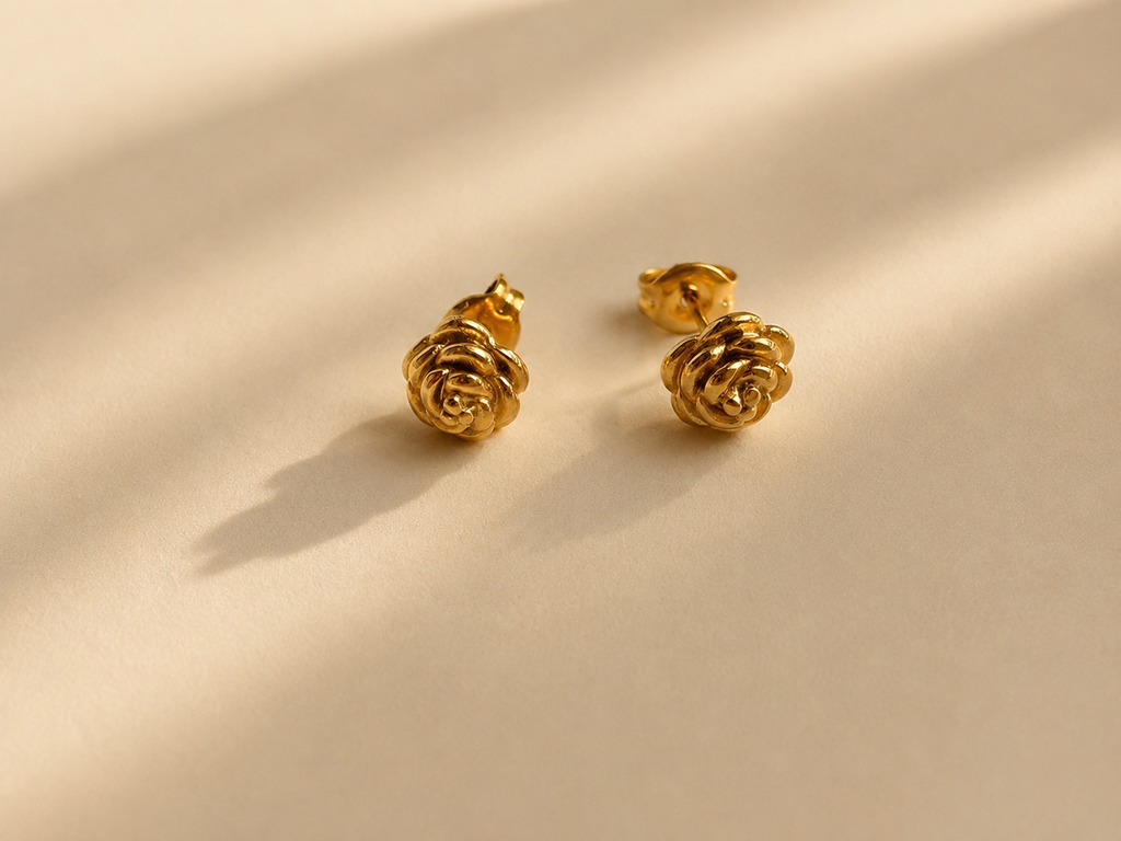 Golden Rose Stud Earrings