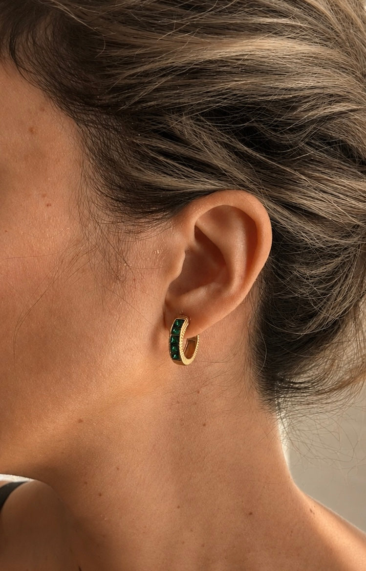 Emerald Green Hoop Earrings