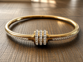 Luxe Crystal Open Bangle – Gold