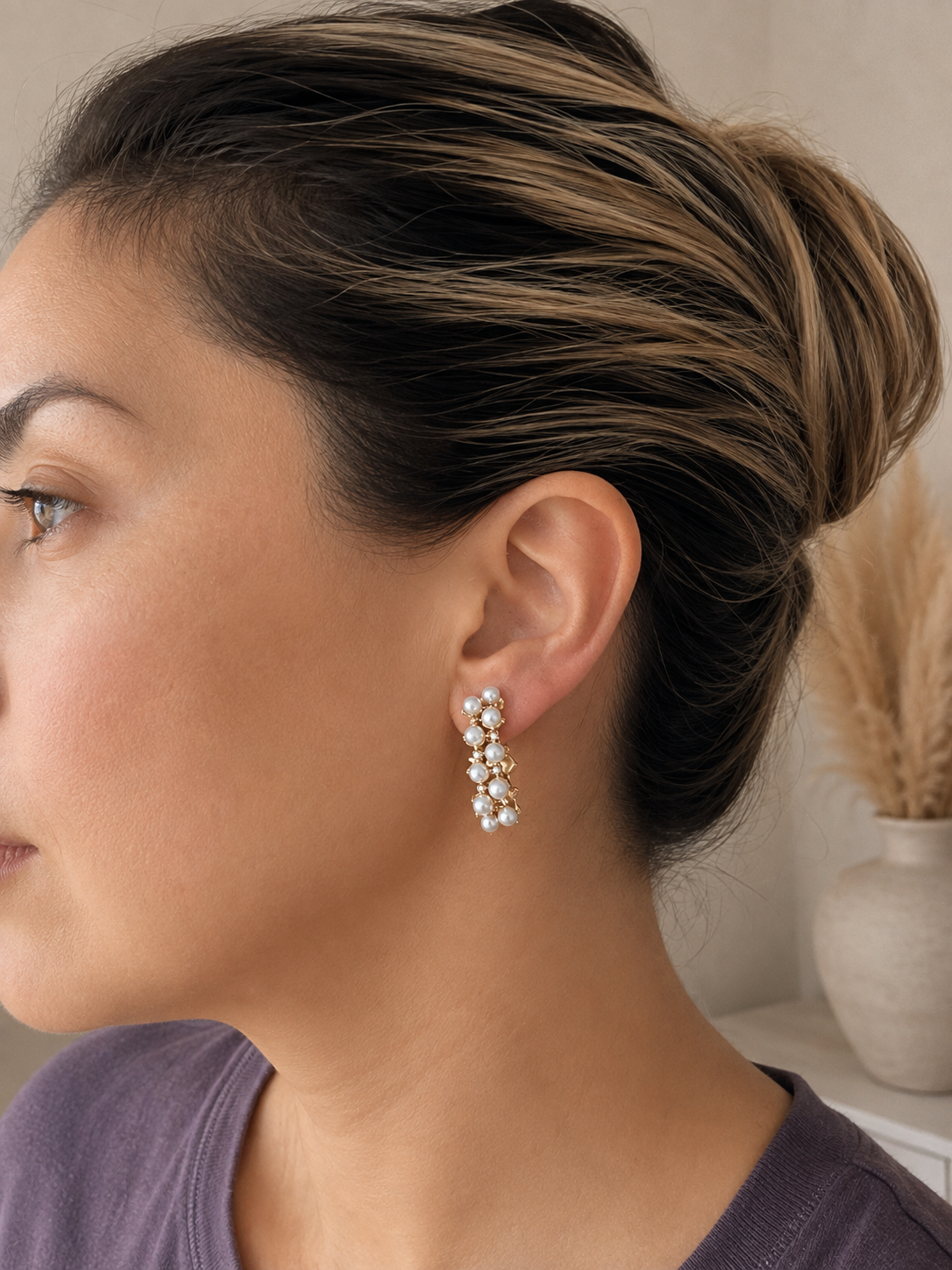 Pearl Bloom Hoop Earrings
