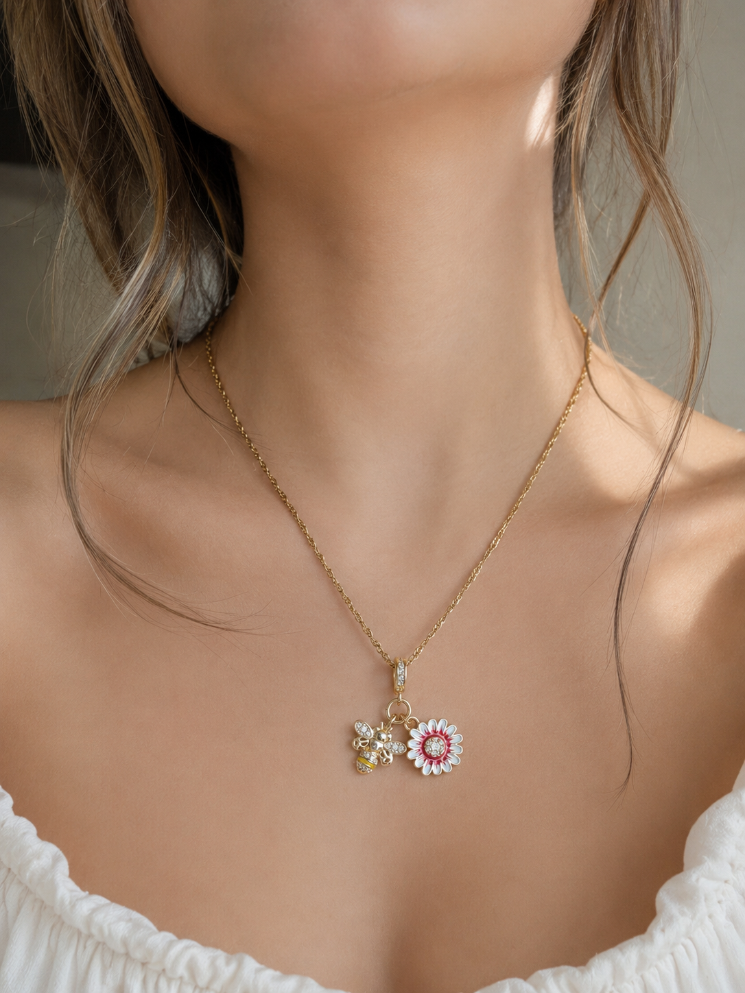Bee & Daisy Charm Necklace