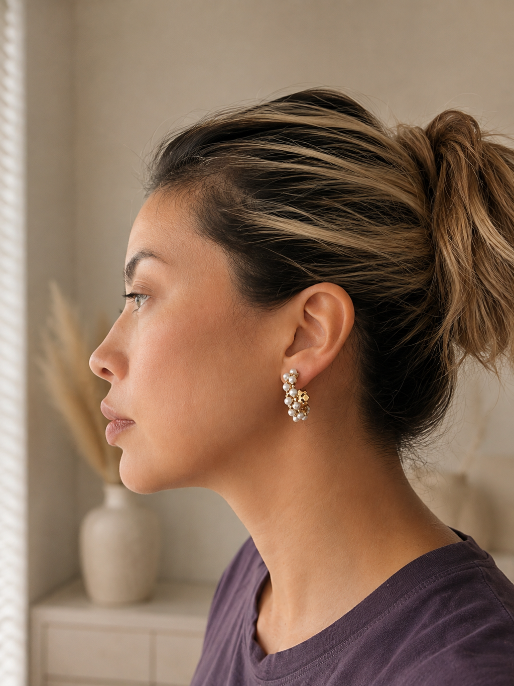 Pearl Bloom Hoop Earrings