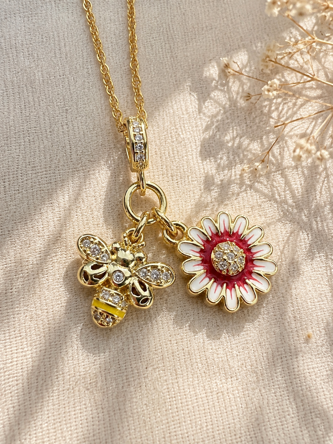 Bee & Daisy Charm Necklace