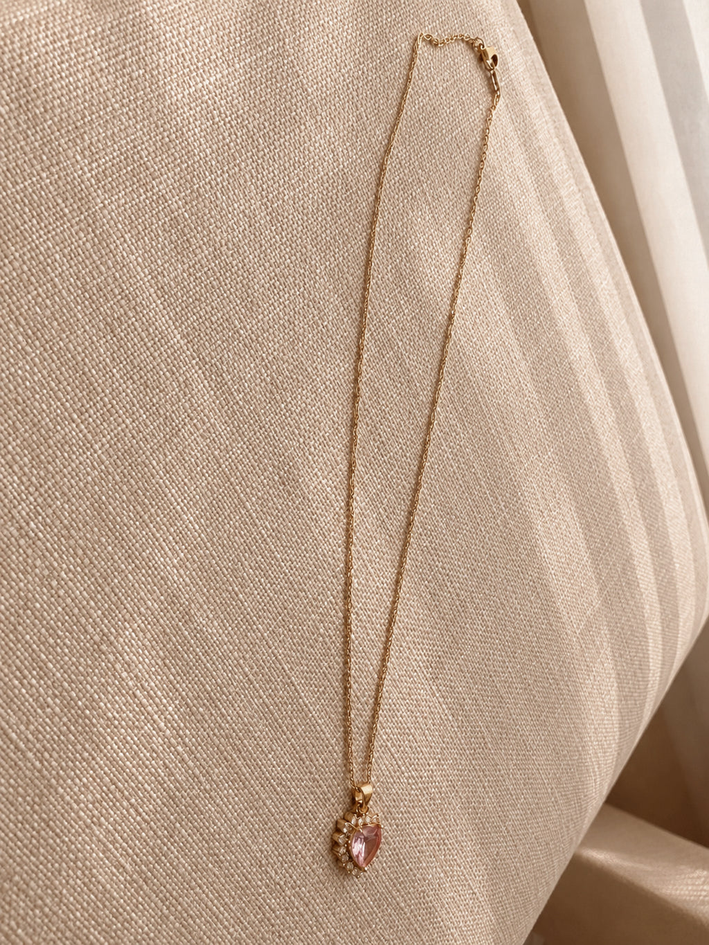 Pink Heart Crystal Necklace