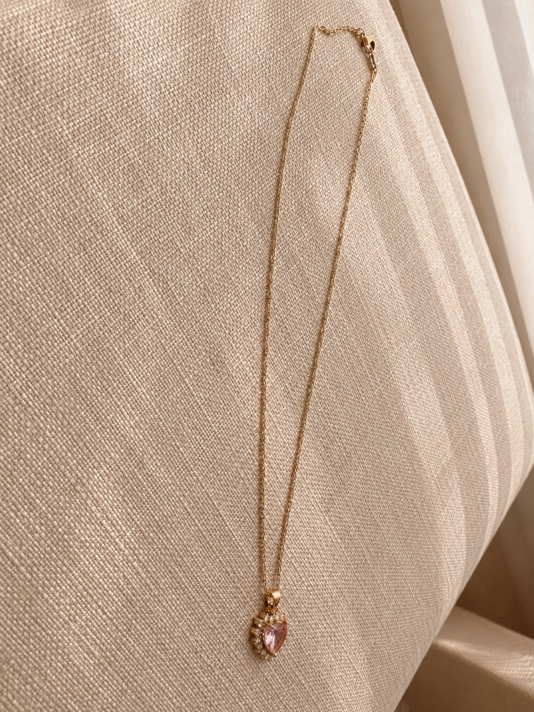 Pink Heart Crystal Necklace