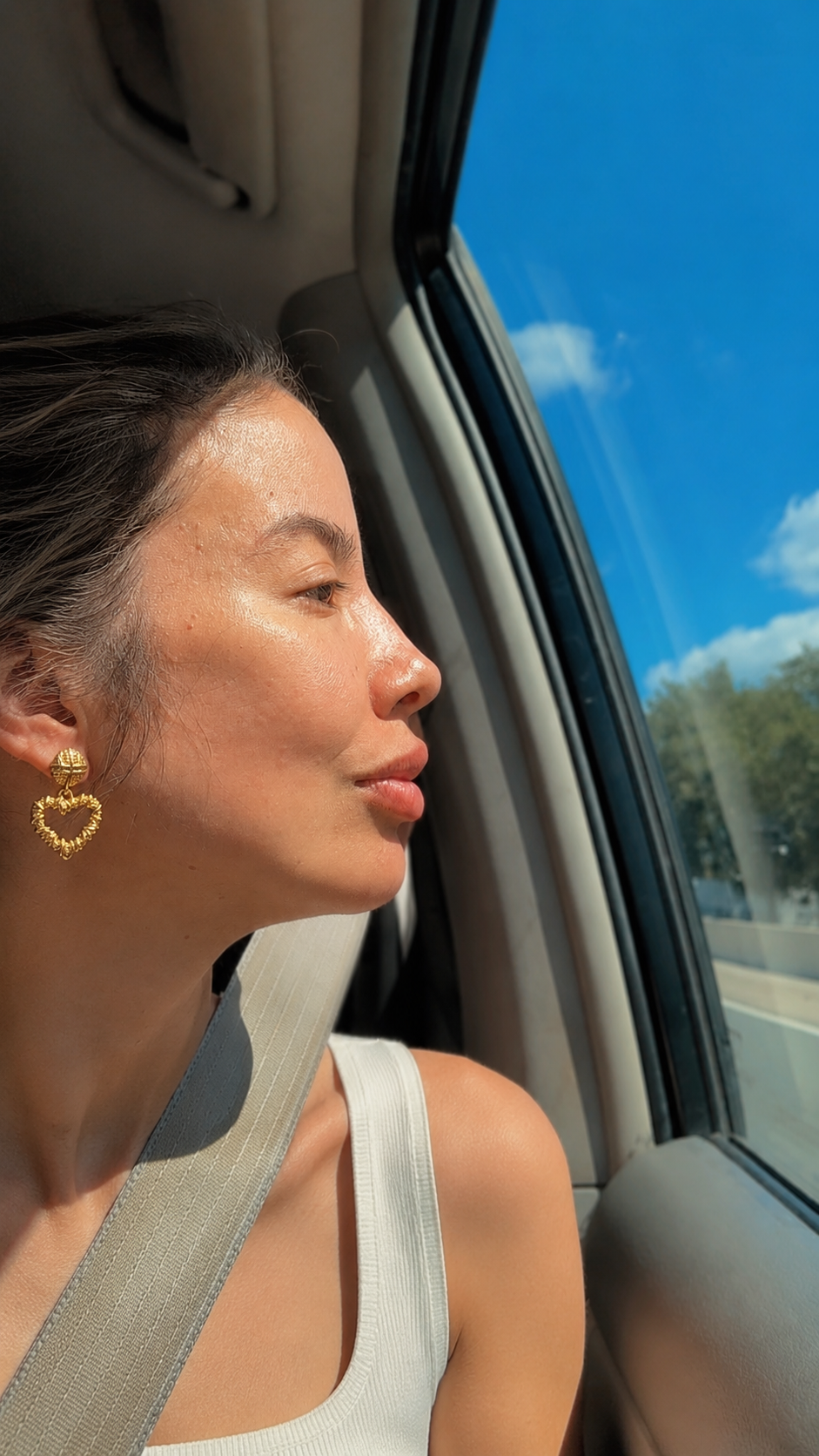 Golden Heart Drop Earrings