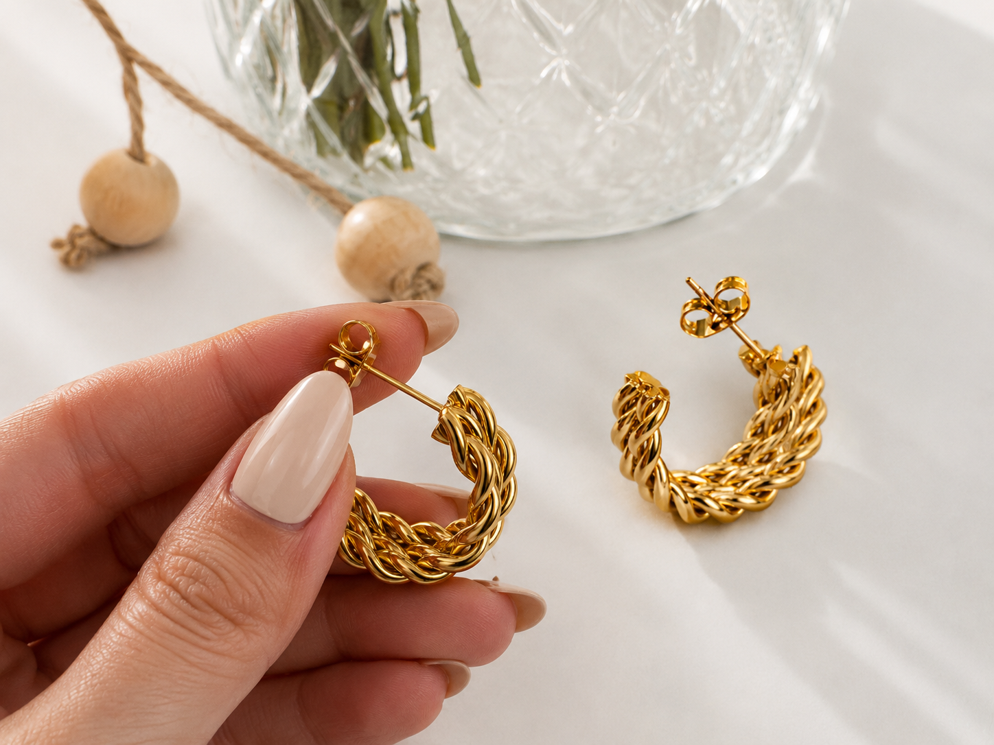 Aurelia Braided Gold Hoops