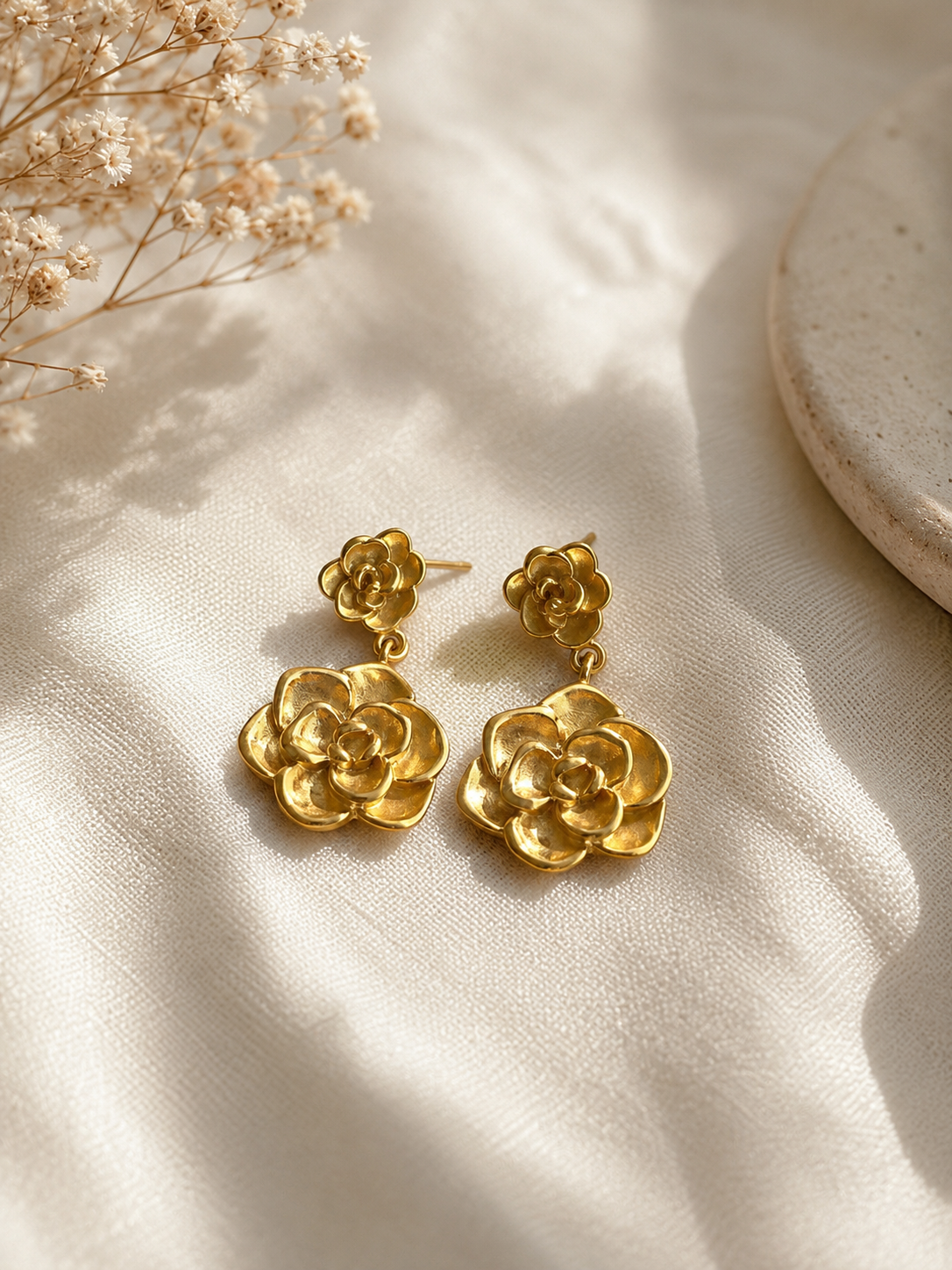 Golden Bloom Floral Earrings
