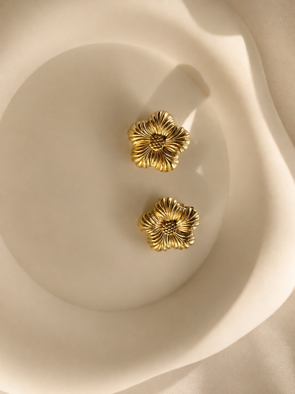 Golden Bloom Flower Stud Earrings