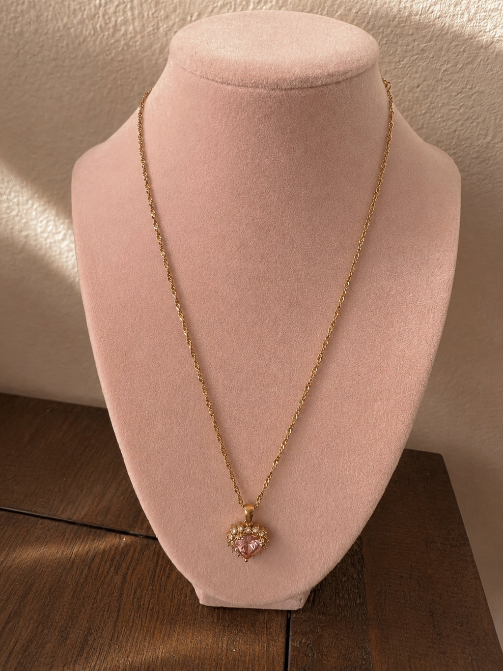 Pink Heart Crystal Necklace
