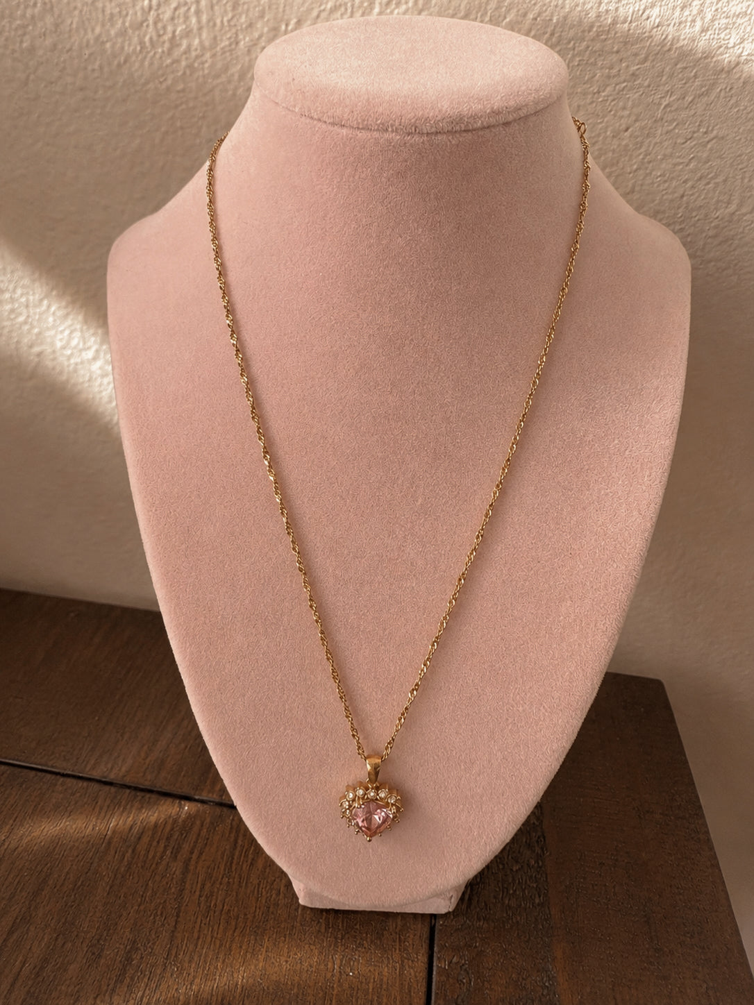 Pink Heart Crystal Necklace