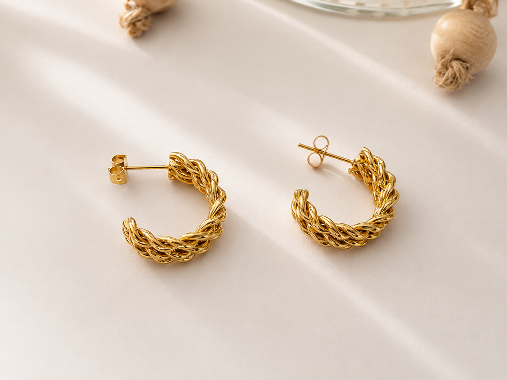 Aurelia Braided Gold Hoops